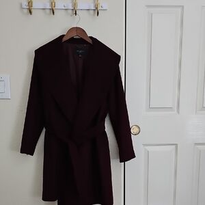 Ann Taylor Burgundy Belted Coat